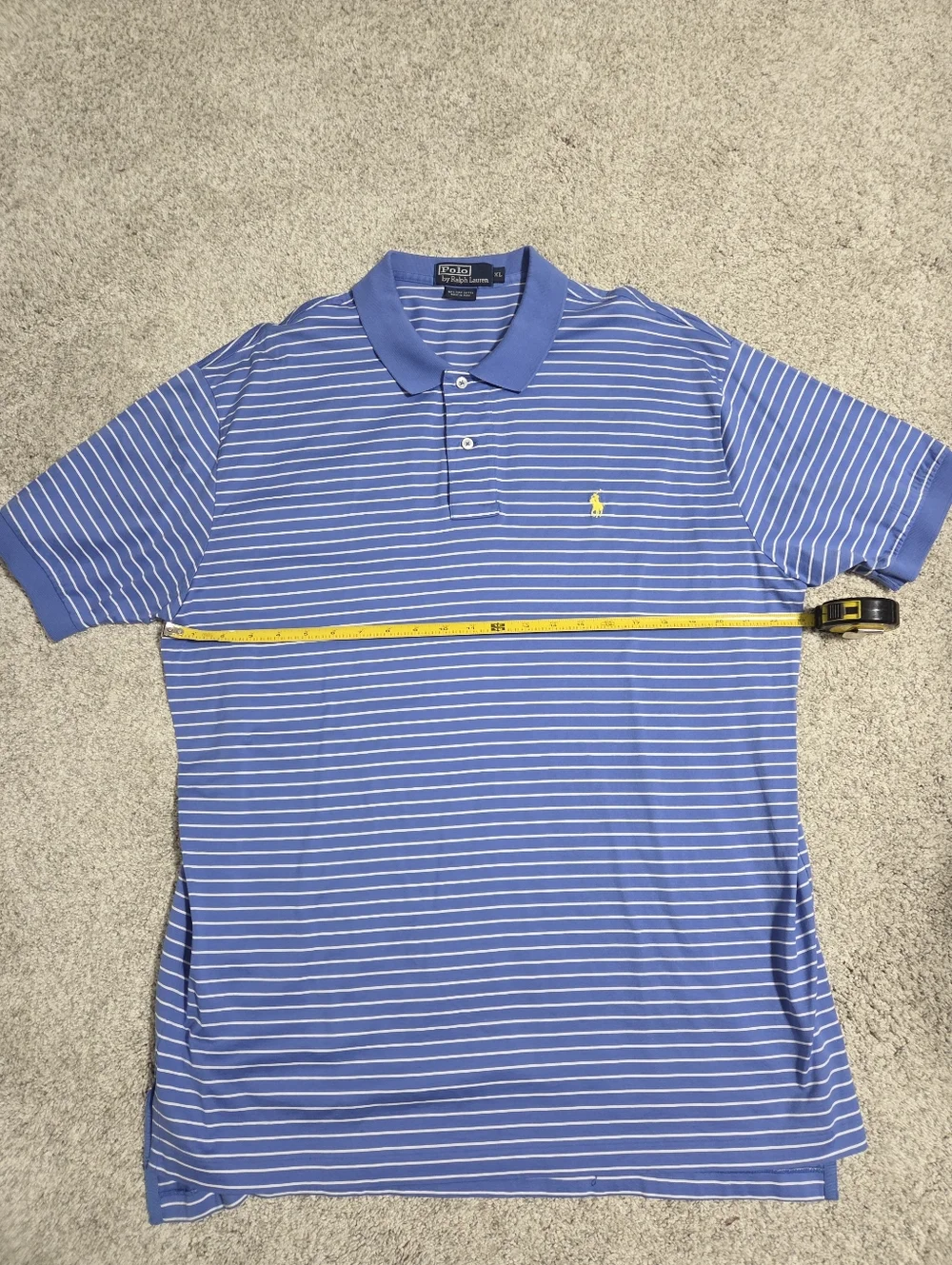 Classic Vintage Polo Ralph Lauren Blue and White Striped Shirt.